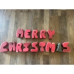 Vintage “Merry Christmas” Wooden Set By Colonial Candle